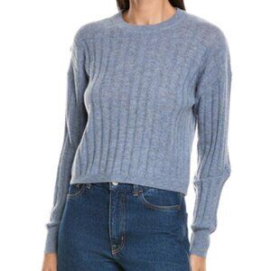 Naadam Blue 100% Cashmere Cropped Ribbed Sweater Size S